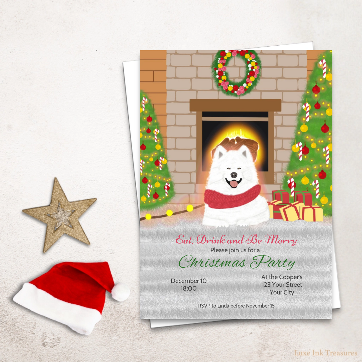Editable Christmas Party Invite | Charming Dog Lover's Christmas Party Invite