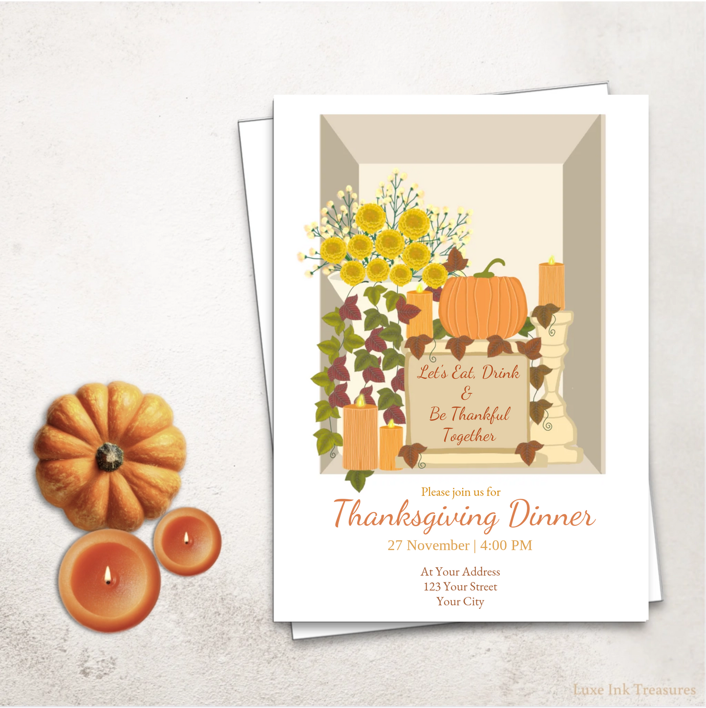 Editable Thanksgiving Dinner Invite | Invite for your friends and family