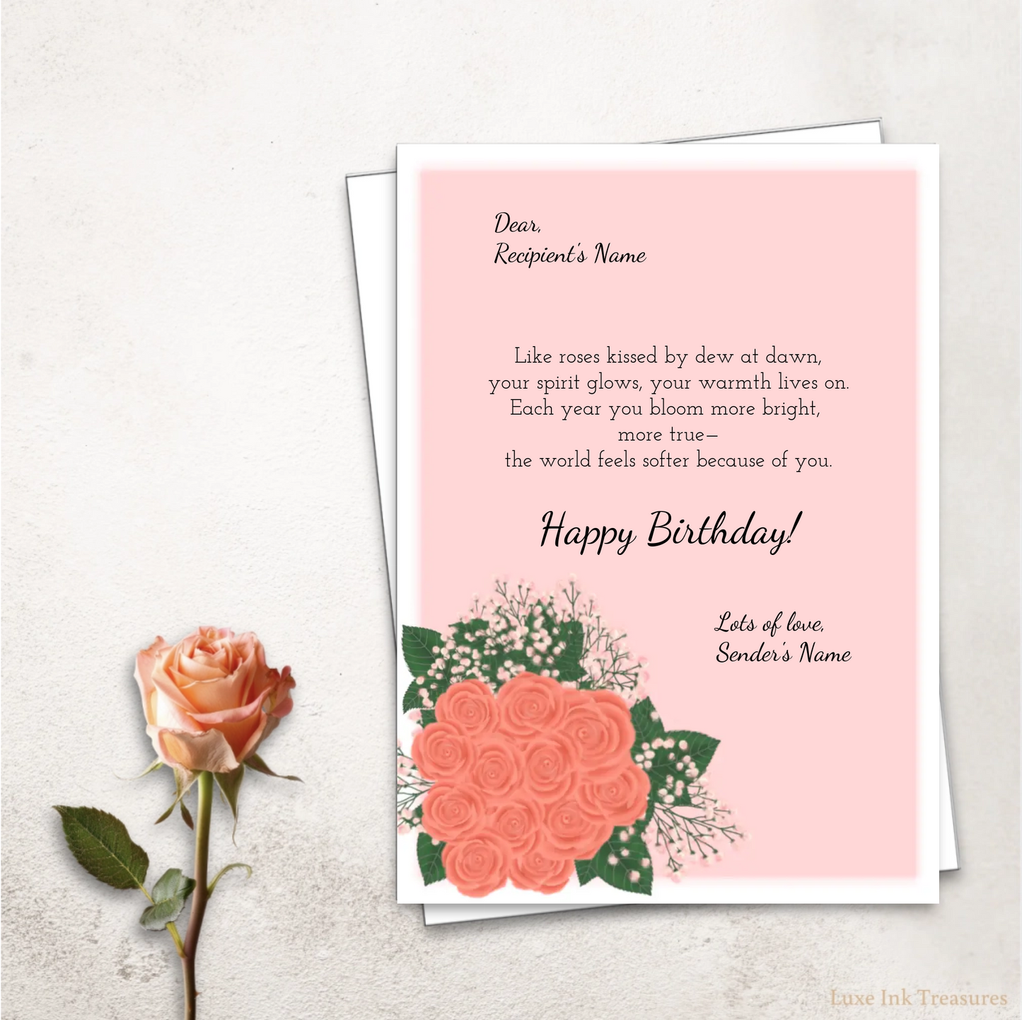 Editable Digital Birthday Card | Single Page Birthday Card for a Loved One