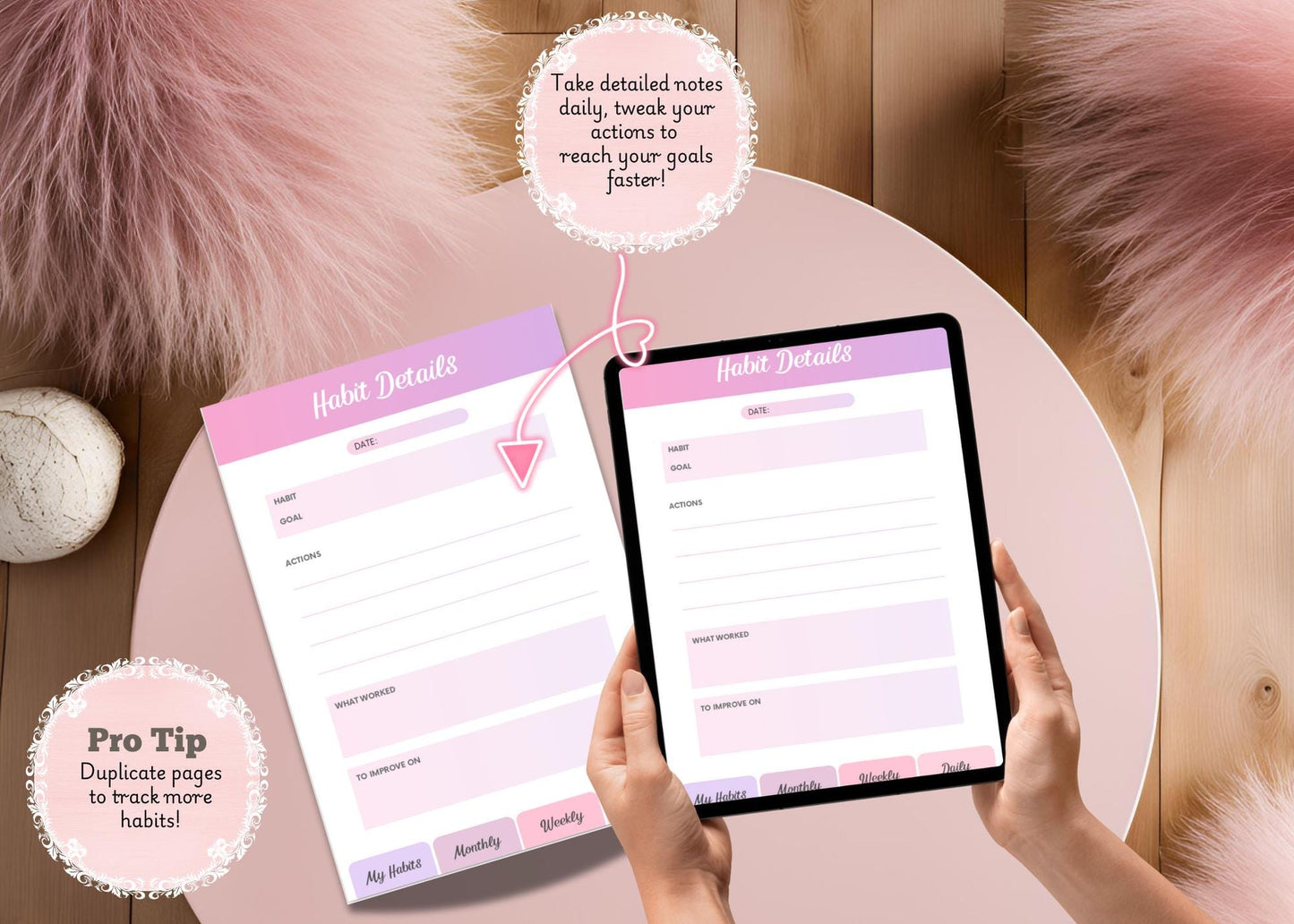 Easy to Use GoodNotes Digital Habit Tracker | Minimalist Monthly, Weekly and Daily Tracker Journal