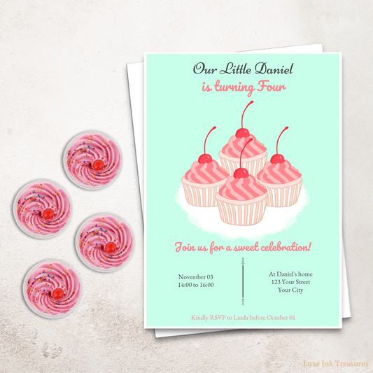 Editable Birthday Party Invite | Cupcakes Birthday Party Invite