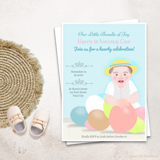 Editable Birthday Party Invite | Baby Boy Birthday Party Invite