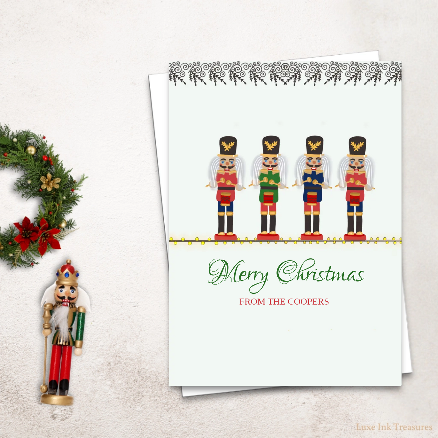 Editable Christmas Card  Charming Nutcracker Card