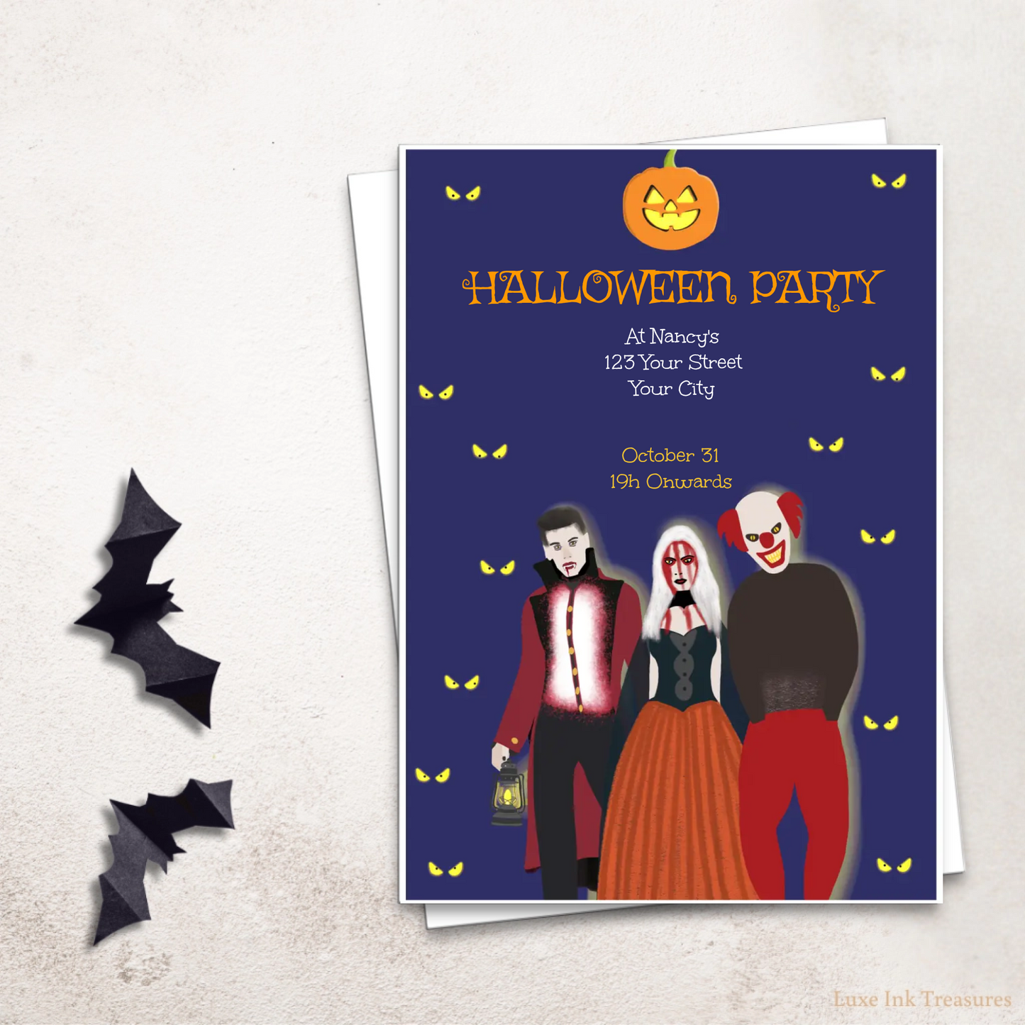 Editable Halloween Party Invite | Halloween Monsters Costume Party Invite