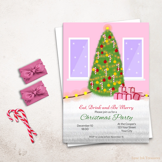 Editable Christmas Party Invite Template | Whimsical Christmas Party Invite