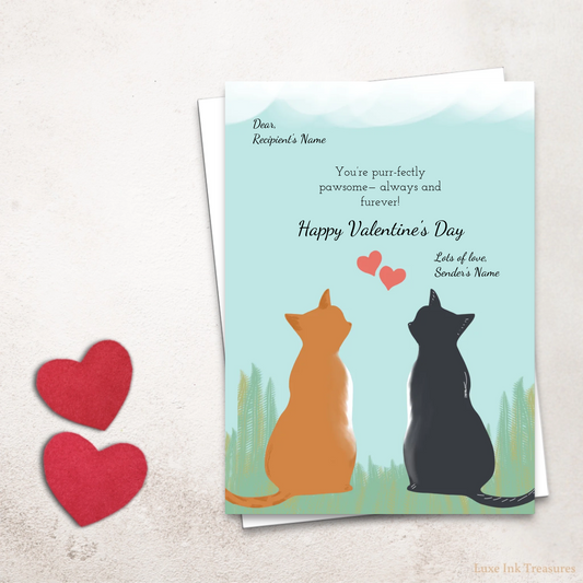 Editable Digital Valentine's Day Card | Cat lovers Valentine's Card