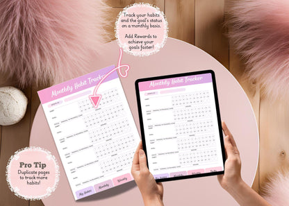Easy to Use GoodNotes Digital Habit Tracker | Minimalist Monthly, Weekly and Daily Tracker Journal