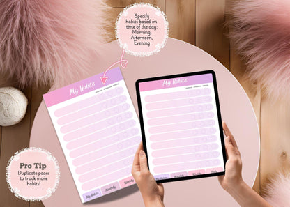 Easy to Use GoodNotes Digital Habit Tracker | Minimalist Monthly, Weekly and Daily Tracker Journal